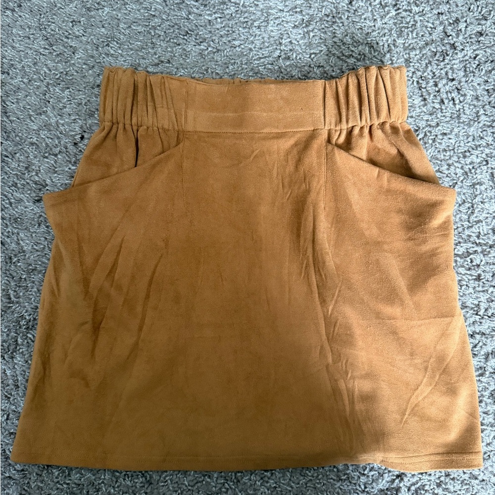 HYFVE Camel Tan Mini Skirt with Elastic Waist